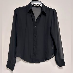 Wanko brand. Black mesh see through button down blouse size 36 or small